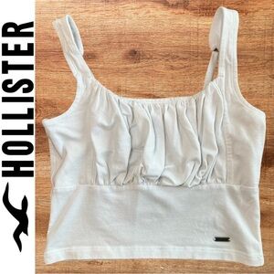 Hollister Women White Ruched Cami Tank Crop Top / Size XS